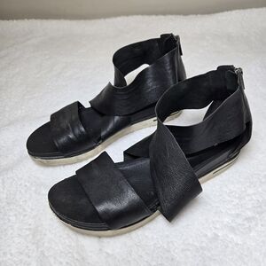 Eileen Fisher Sandals Leather Criss Cross Straps Back Zipper Womens Size 10